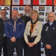 Caroline Neville  Fermanagh Guide Commissioner,  Rev Abraham Storey(who conducted the Service) , Paul Dickson Board member of UK Scout Association and former Leader with 1st Magheraculmoney Scout Group, Liam Mc Mulkin - Scouting Ireland representative,