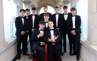 Boys looking sharp, Olival Khew, Jake Sembi, Christian Timoney, Hugo McChesney, Harry Coulter, Evan Donaghy and Austin Cassidy, middle Luke Bailey and front George Kernaghan and Andrew Cuthbertson..