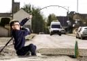 Seven-year-old Henry takes advantage of the good weather to do a spot of fishing in the large pothole at Castle Lane, Lisnaskea. Photo by John McVitty.