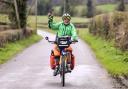 TV Presenter Timmy Mallett, on his bicycle journey around Co. Fermanagh. Photo by John McVitty.
