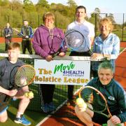 Just before play in round 3 of the ILTC Solstice League, sponsor Declan Mc Carron of Move4Health Physiotherapy, paid a suprise visit and was happy to pose with Wendy Eaton (Club Captain) and Kate Heaver (Club Secretary). Also pictured are; (kneeling) -