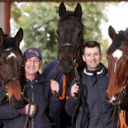 David Christie, with his son David and their runners at The Cheltenham Festival, Winged Leader; Koshari and Vaucelet.