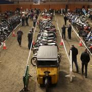 The numerous motorbikes on display.