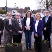 Pictured at the launch of Belleek Tourism Strategy are Jim McGreevy, National Heritage Lottery Fund; Michelle Gallagher, Belleek Development and Heritage Group (BDHG); Barry McElduff, Chairman, Fermanagh and Omagh District Council; Teresa O'Loughlin,