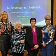 Patricia Donnelly, Chair, Bereavement Network Northern Ireland is pictured with Trust Bereavement Coordinators.