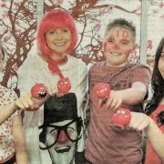 LEFT: Having fun during the Red Nose Day for Comic Relief at Jones Memorial Primary School are teacher Yvonne Sheerin and pupils (from left) Rebecca Dickson, Kyle Miller and Emma Irwin. 2013.