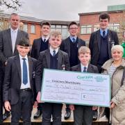 St. Michael’s students who took part in the Concern fast along with Marie McKenna (Concern’s Fermanagh Support Group), Mr. Henry (Principal), Mrs. Carlin (teacher) and Isabel Brennan (Concern Worldwide).