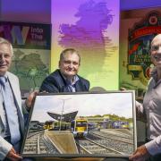 Alan Devers, and Selwyn Johnston, Headhunters Railway Museum with Steve Bradley, (right), Chair of  Into The West.