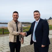 Nathan Carter and Gareth Byrne, General Manager of Lough Erne Resort.