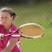 Kirsty Murray keeps her eye on the ball during the Fermanagh Open finals day at the Bawnacre.*