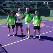 John Maguire (second left) with his fellow Irish team-mates Tony Davidson, Tam Barrie and Mark Milligan on the main show court at Crandon Park in Florida which has played host to the likes of Federer, Nadal and Murray.