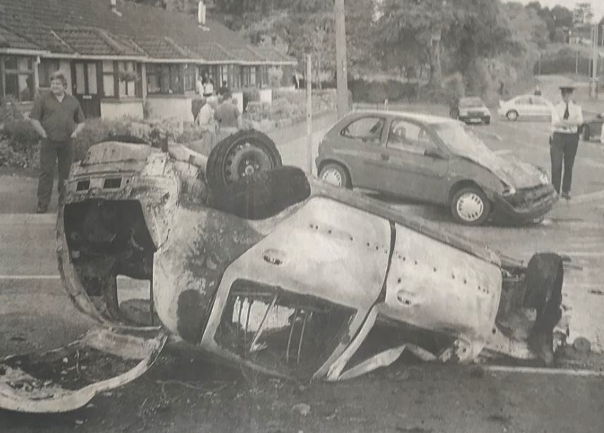 Fermanagh in 2001: Driver pulled free just before car bursts into flames