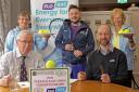 Laura McDowell, Alan Cadden and Kate Heaver of Irvinestown Lawn Tennis Club, prepare to dish up a feast of tennis to sponsors Joe Mahon of Mahon’s Hotel and Paul Ruegg of Flo-Gas at the launch of the 2021 Fermanagh Open Tennis Championships.