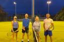 The finalists in the social tennis tournament at Enniskillen were: Carol McKeown, Alex Knowles, Ruth Armstrong and Andris Stebers.