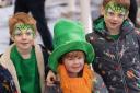 Leo, Arthur and James Dolan in full colour for St.Patrick's Day, in Enniskillen.