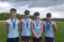 The St. Michael’s Junior Boys relay winning quartet of James Kelly, Tom McMahon, Lorcan Fitzpatrick and Oisin Travers..