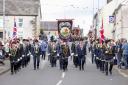 County Fermanagh Grand Black Chapter lead the way through Maguiresbridge.