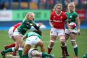 Kathryn Dane in action for Ireland against Wales.
