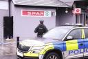 The PSNI at the scene of the ATM incident in Tempo on Wednesday morning. Photo by John McVitty.