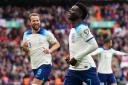 Harry Kane (left) and Bukayo Saka (right) scored England’s goals in their 2-0 Euro 2024 qualifying win over Ukraine at Wembley (Zac Goodwin/PA)