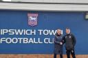 Ipswich Town boss Kieran McKenna greets Harry McConkey on his visit to the club.