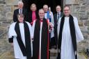Attending the Annual Friends Service were (front from left); Revd Alison Irvine, the Bishop of Clogher, the Right Revd Dr. Ian Ellis and the Dean of Clogher, the Very Revd Kenneth Hall. Back row (from left); Mr Harrison Boyd, treasurer; Mrs Isobel