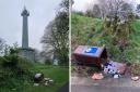 A number of temporary wheelie bins were knocked over in Forthill Park, Enniskillen. Photos: Jessica Campbell.