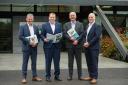 Above, from left; Keith Agnew, Vice-Chairman; Colin Kelly, Group CEO; Peter Sheridan, Group Chief Financial Officer; Niall Matthews, Chairman;  Lakeland Dairies. The largest cross-border dairy processing co-operative on the island of Ireland, announced