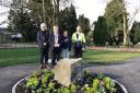 The Garden of Reflection at Breandrum Cemetery, Enniskillen, with Councillor John McClaughry (Chair of Environmental Services Committee), Councillor Allan Rainey MBE (Vice-Chair of Fermanagh and Omagh District Council), Geraldine Lavelle (SANDS) and Ian