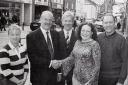 Blanaid McKinney (second right) the new Enniskillen Town Centre Manager, being welcomed by Mr. Malcolm Sloan, Chairman of Enniskillen Town Centre Management Board. Looking on are (from left) Ita Phillips, community representative; Bryan Graham,
