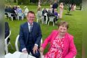 Alan Potters and his mother Mary Potters enjoying the Royal garden party at Hillsborough Castle.