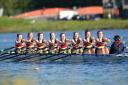 The ERBC Girls J14 8 on their way to victory at the National Schools' Championships. Photo: Ben Rodford Photography.
