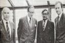 Memories, June, 1993 - Lord Arran is pictured meeting senior figures at the Erne Hospital: Mr. Paddy Gilgunn, senior nurse and patient services manager; Dr. Mahendra Varma, consultant physician and cardiologist; and Dr. Jim Kelly, consultant