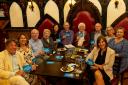 Happy Days Enniskillen Festival committee members and volunteers who took part in a discussion group with author and broadcaster Séamas Mac Annaidh ahead of next week's open Storytelling Workshop in Charlie's Bar