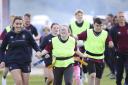 Eimear McGuckin makes her way out on to the Mullaghmeen pitch on Saturday for the Inclusion Tag Rugby game.