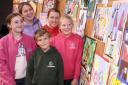 Katie McElwaine with Joanne, Amy, Lewis and Eva Dunn as they look over the Art section at Fermanagh County Show.