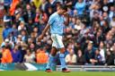 Manchester City’s Rodri looks dejected after being shown a red card for violent conduct against Nottingham Forest. (Martin Rickett/PA)