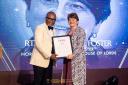 Dame Arlene Foster being presented with a highly-prestigious Citation at the College of Physicians and Surgeons in Accra, Ghana, where she was a special guests speaker at the Ladies in Leadership Awards 2023.