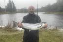 Colin Gardiner wrote his name in the record books when he caught the first salmon of the season from the River Drowes for a remarkable fourth time. Image: Impartial Reporter.