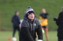 Fermanagh manager CJ McGourty during Fermanagh's warmup on Sunday.