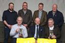 Prizewinners in Fermanagh Grassland Club's 2023 Barenbrug Uk Ltd. sponsored silage competition: (front, from left) John Egerton, who received the Hermon Cup on behalf of his son, William; William Johnston, judge for the competition; Bertie Elliott,