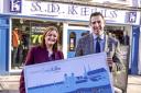 Pictured helping to promote the highly-popular Enniskillen Gift Card scheme are Noelle McAloon, Enniskillen BID, with Simon Kennedy, S. D. Kells.