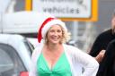 Joanna Page during filming for the 2019 Gavin and Stacey Christmas special at Barry in the Vale of Glamorgan, Wales (Andrew Matthews/PA)