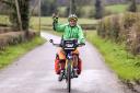 TV Presenter Timmy Mallett, on his bicycle journey around Co. Fermanagh. Photo by John McVitty.