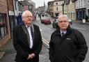 Omagh Bomb campaigners Michael Gallagher and Stanley McCombe at Campsie Street, Omagh, close to the site of the 1998 bombing.