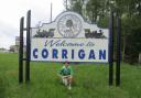 Joe Corrigan, proudly wearing a Fermanagh top, in the small town of Corrigan, East Texas (population 1,595). Image: Joe Corrigan.