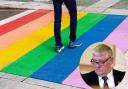 Pride Rainbow Crossing and Councillor Paul Robinson, DUP