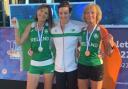 Irene Clements (right) with Irish team members Donna Evans and Denise Toner.