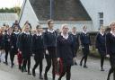 The Girls Brigade make their way to the church service in Ballinamallard.