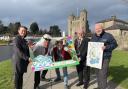 Back To The Future themed St. Patrick’s Day in Enniskillen launched, four weeks to the day! Pictured left to right: Noelle McAloon, Experience Enniskillen, Emmett ‘Doc’ Brown, Marty McFly, Fermanagh and Omagh District Council Chairman